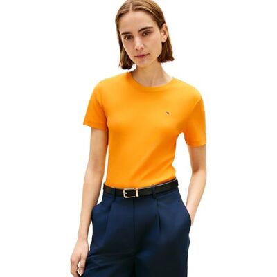 Tommy Hilfiger kvinnors Slim Cody C-Nk Ss Ww0Ww40587, orange, S Tommy Hilfiger kvinnors Slim Cody C-Nk Ss Ww0Ww40587, orange, S