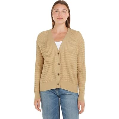 Tommy Hilfiger dam CO kabel V-NK cardigan skörd vete M, Skörda vete, M Tommy Hilfiger dam CO kabel V-NK cardigan skörd vete M, Skörda vete, M