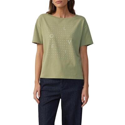 s.Oliver BLACK LABEL T-shirt med glitterkonstverk, guacamole, 40 s.Oliver BLACK LABEL T-shirt med glitterkonstverk, guacamole, 40
