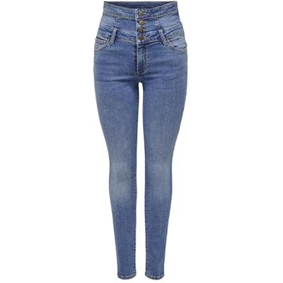 ONLY Onlhush Hw corsage DNM Ana skinny-fit-jeans för kvinnor, Mellanblå denim, (L) W x 30L ONLY Onlhush Hw corsage DNM Ana skinny-fit-jeans för kvinnor, Mellanblå denim, (L) W x 30L