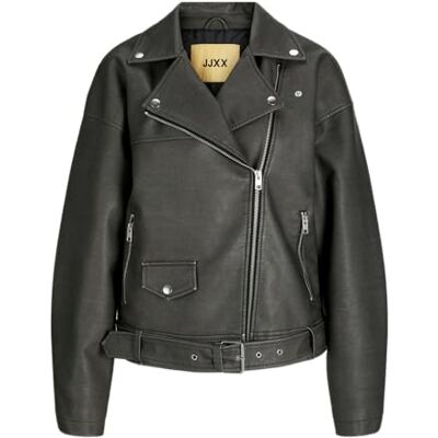 JJXX JACK & JONES dam Jxfrida tvättad Pu JKT OTW bikerjacka, Svart/detalj: rub off, S JJXX JACK & JONES dam Jxfrida tvättad Pu JKT OTW bikerjacka, Svart/detalj: rub off, S