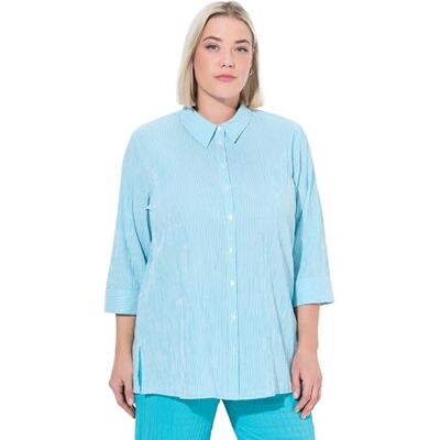 Ulla Popken dam stora storlekar överdimensionerade plus size bubbelblus, ränder, skjortkrage, 3/4-ärm, Djup aqua, 46-48 plus size Ulla Popken dam stora storlekar överdimensionerade plus size bubbelblus, ränder, skjortkrage, 3/4-ärm, Djup aqua, 46-48 plus size