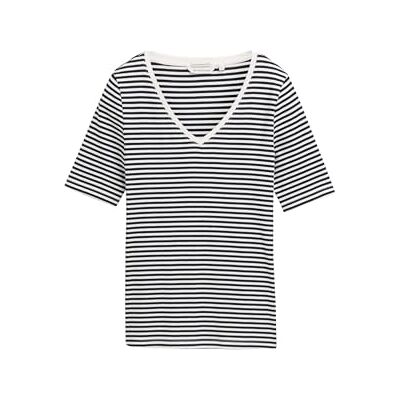 TOM TAILOR T-shirt för kvinnor, 37370 – offwhite marin regular stripe, XL TOM TAILOR T-shirt för kvinnor, 37370 – offwhite marin regular stripe, XL
