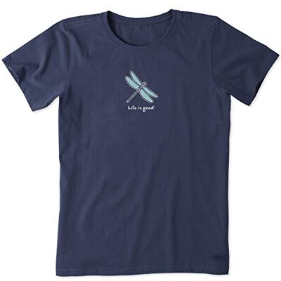 Life Is Good dam vintage krossare grafisk t-shirt trollslända t-shirt, Mörkaste blå, L Life Is Good dam vintage krossare grafisk t-shirt trollslända t-shirt, Mörkaste blå, L