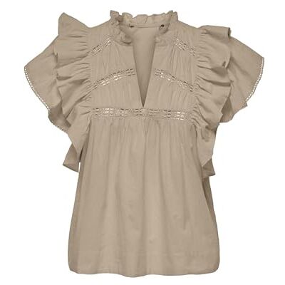 ONLY Onlsunny Capsl Frill Top WVN Noos, Humus, XXS ONLY Onlsunny Capsl Frill Top WVN Noos, Humus, XXS