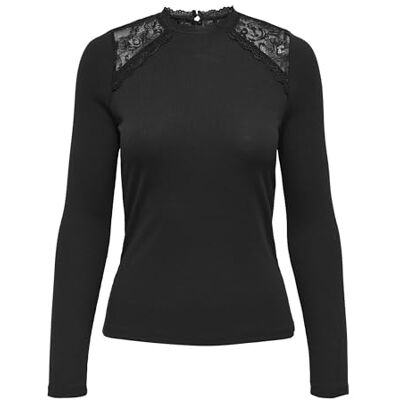 ONLY Onlenea L/S spets mix top JRS, svart, M ONLY Onlenea L/S spets mix top JRS, svart, M