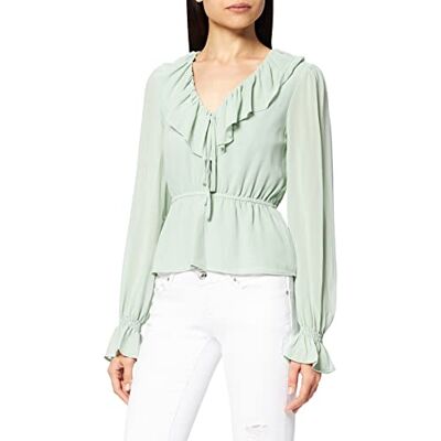 NA-KD dam Frill V-neck Chiffon Blouse Blus NA-KD dam Frill V-neck Chiffon Blouse Blus