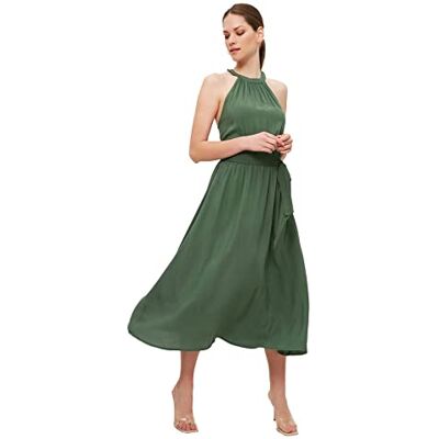 Trendyol dam Kaki-belted dress Cocktailklänning Trendyol dam Kaki-belted dress Cocktailklänning