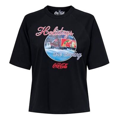 ONLY Onlcoca Cola Xmas Life S/S Top JRS, svart, XL ONLY Onlcoca Cola Xmas Life S/S Top JRS, svart, XL