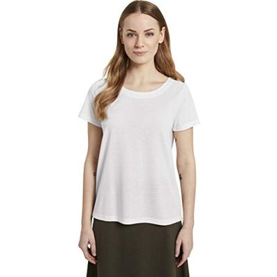TOM TAILOR Damer T-shirt med rygg 1019243, 10315 Whisper White, XL TOM TAILOR Damer T-shirt med rygg 1019243, 10315 Whisper White, XL