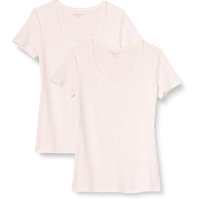 Amazon Essentials dam klassisk passform kortärmad rund hals t-shirt (finns i plusstorlek), paket med 2, vit, X-Small Amazon Essentials dam klassisk passform kortärmad rund hals t-shirt (finns i plusstorlek), paket med 2, vit, X-Small