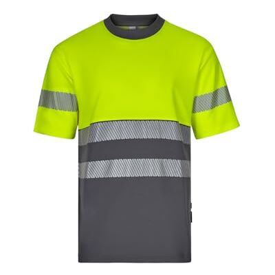 VELILLA Unisex vuxen t-shirt med hög synlighet, Grå och fluorgul, 3XL VELILLA Unisex vuxen t-shirt med hög synlighet, Grå och fluorgul, 3XL