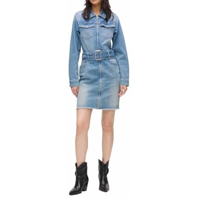KARL LAGERFELD JEANS , Dam, Denim Klänning Med Skärp, Vanlig Passform, Blå, XL KARL LAGERFELD JEANS , Dam, Denim Klänning Med Skärp, Vanlig Passform, Blå, XL