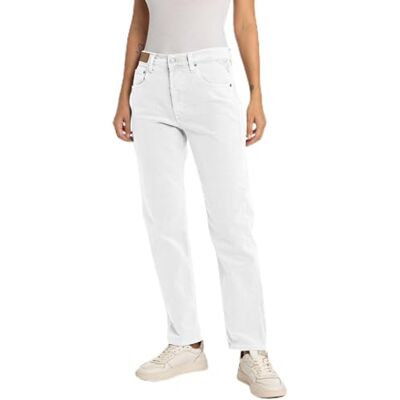 Replay Dam rak passform hög midja jeans maijke rak, 001 optisk vit, 27W / 32L Replay Dam rak passform hög midja jeans maijke rak, 001 optisk vit, 27W / 32L