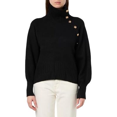 DESIRES Dam Fin Grs Knapp Stickad Pullover, Svart, S DESIRES Dam Fin Grs Knapp Stickad Pullover, Svart, S