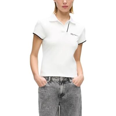 KARL LAGERFELD JEANS , kvinnor, smal piké, smal passform, vit, S KARL LAGERFELD JEANS , kvinnor, smal piké, smal passform, vit, S