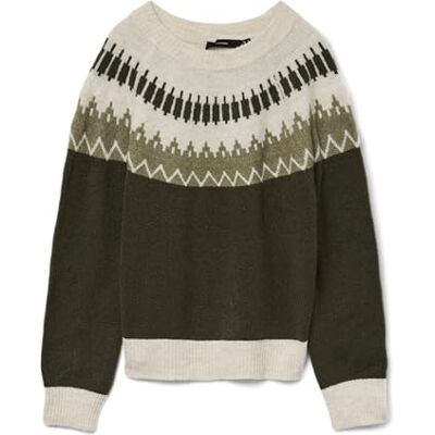 VERO MODA Vmsimone Ls Nordic tröja Ga Rep Boo, Druva blad, S VERO MODA Vmsimone Ls Nordic tröja Ga Rep Boo, Druva blad, S