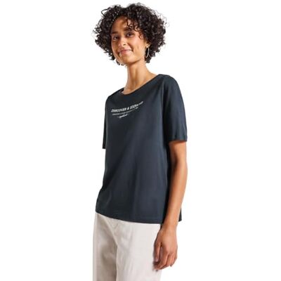 Street One T-shirt med Wording, Djupvatten blå, 38 Street One T-shirt med Wording, Djupvatten blå, 38