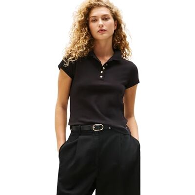 Tommy Hilfiger dam S/S Polo, svart (svart), XXL Tommy Hilfiger dam S/S Polo, svart (svart), XXL
