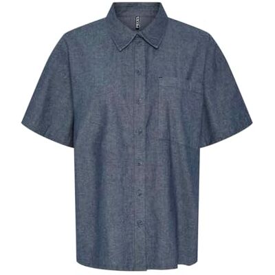 PIECES dam Pcmia Ss denim mm t-shirt, Mellanblå denim, XS PIECES dam Pcmia Ss denim mm t-shirt, Mellanblå denim, XS