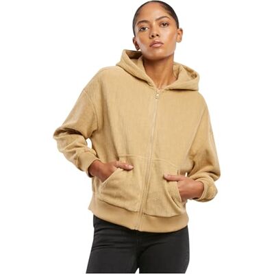Urban Classics Dam huvtröja dam jacquard sammet överdimensionerad dragkedja hoodie, avslappnad huvtröja för kvinnor av jacquard sammet med dragkedja, oversize passform, Unionbeige, XL Urban Classics Dam huvtröja dam jacquard sammet överdimensionerad dragkedja hoodie, avslappnad huvtröja för kvinnor av jacquard sammet med dragkedja, oversize passform, Unionbeige, XL
