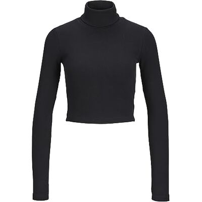 JJXX Bestseller A/S Damer JXFAN STR LS Crop Rib Tee JRS NOOS topp, svart, M, Schwarz, M JJXX Bestseller A/S Damer JXFAN STR LS Crop Rib Tee JRS NOOS topp, svart, M, Schwarz, M