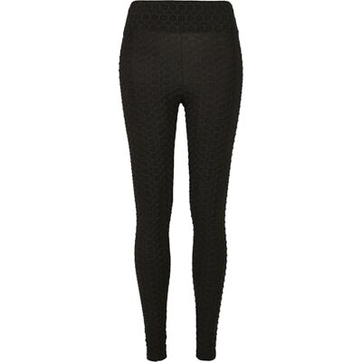 Urban Classics Dam Ladies High Waist Honeycomb leggings, svart, S Urban Classics Dam Ladies High Waist Honeycomb leggings, svart, S