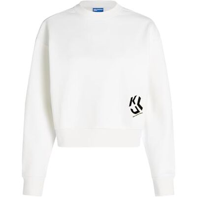 KARL LAGERFELD JEANS , kvinnor, monogram logo tröja, normal passform, vit, XS, Vit, XS KARL LAGERFELD JEANS , kvinnor, monogram logo tröja, normal passform, vit, XS, Vit, XS