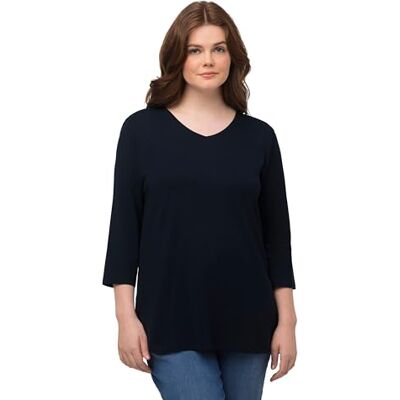 Ulla Popken dam basic t-shirt, marinblå, 42/44 Ulla Popken dam basic t-shirt, marinblå, 42/44