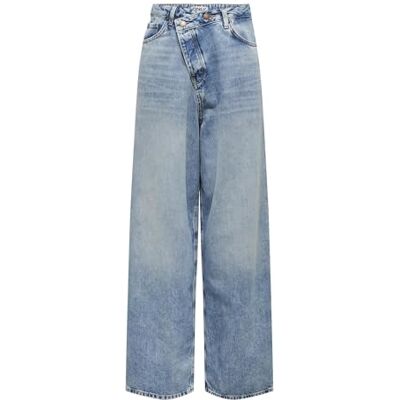ONLY ONLECHO MW Wide UNEAVEN CL DNM CRO, Mellanblå denim, 28W x 32L ONLY ONLECHO MW Wide UNEAVEN CL DNM CRO, Mellanblå denim, 28W x 32L