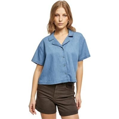 Urban Classics Ladies Light Denim Resort Shirt, Jeans Resort skjorta dam, finns i skyblue washed, storlekar XS – 5XL, Himmelsblå tvättad, 5XL Urban Classics Ladies Light Denim Resort Shirt, Jeans Resort skjorta dam, finns i skyblue washed, storlekar XS – 5XL, Himmelsblå tvättad, 5XL