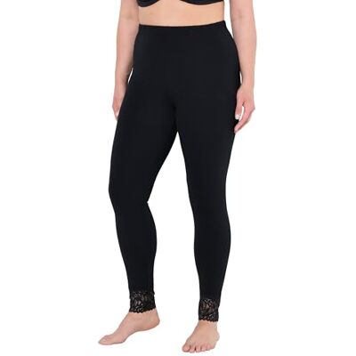 Ulla Popken dam stora storlekar överdimensionerade plus size leggings, snörband, svart, 36W / 32L Ulla Popken dam stora storlekar överdimensionerade plus size leggings, snörband, svart, 36W / 32L