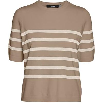 VERO MODA VMSABA Plain SS O-hals tröja GA NOOS, Silver mink/ränder: w björk, L VERO MODA VMSABA Plain SS O-hals tröja GA NOOS, Silver mink/ränder: w björk, L