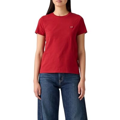 Levi's The Perfect Tee T-shirt för kvinnor, randig Chesthit-logotyp, Rytmisk röd, XXL Levi's The Perfect Tee T-shirt för kvinnor, randig Chesthit-logotyp, Rytmisk röd, XXL
