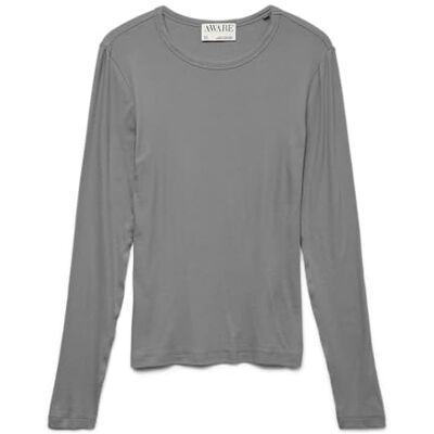 VERO MODA Awirwina Ls O-Neck Top Noos, Medium grå melerad, L VERO MODA Awirwina Ls O-Neck Top Noos, Medium grå melerad, L