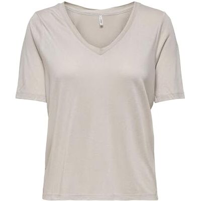 ONLY Dam Onlelise S/S V-hals topp JRS T-shirt, Moonbeam, S ONLY Dam Onlelise S/S V-hals topp JRS T-shirt, Moonbeam, S