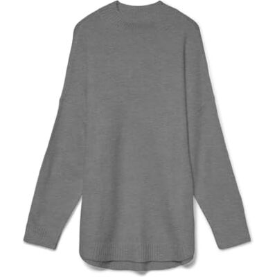 VERO MODA VMPLAZA LS HIGHNCK lång tröja GA NOOS, Medium grå melerad, XS VERO MODA VMPLAZA LS HIGHNCK lång tröja GA NOOS, Medium grå melerad, XS