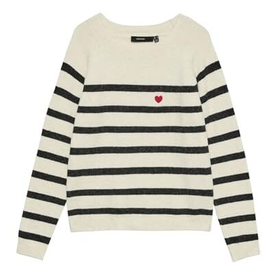 VERO MODA Vmdoffy Embroidery Ls O-Neck Pull Noos, Björk, XS VERO MODA Vmdoffy Embroidery Ls O-Neck Pull Noos, Björk, XS