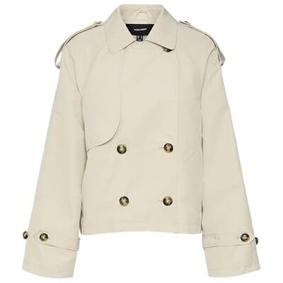 VERO MODA dam Vmchloe Short Trenchcoat Ga Noos kappa, Havregryn, S VERO MODA dam Vmchloe Short Trenchcoat Ga Noos kappa, Havregryn, S
