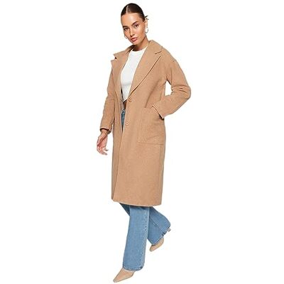 Trendyol damer rak plus size kappa, Beige, 42 stor Trendyol damer rak plus size kappa, Beige, 42 stor