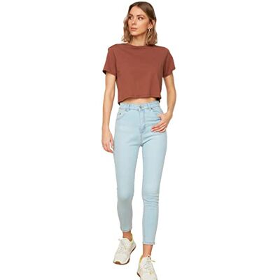 Trendyol Dam lätt hög midja skinny jeans, klar blå, 34 Trendyol Dam lätt hög midja skinny jeans, klar blå, 34