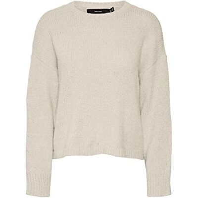 VERO MODA dam Vmwilda Ls Boxy O-hals tröja Ga Boo L/S stickad, Björk/detalj: melerad, S VERO MODA dam Vmwilda Ls Boxy O-hals tröja Ga Boo L/S stickad, Björk/detalj: melerad, S