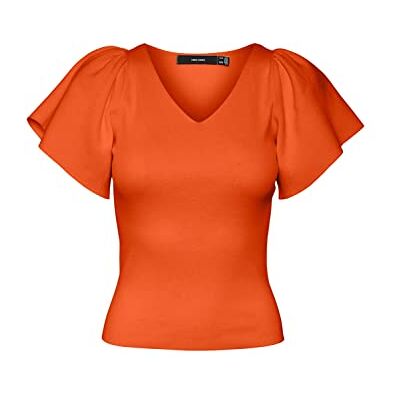 VERO MODA Kvinnlig T-shirt VMGINNY tröja, Scarlet Ibis, M VERO MODA Kvinnlig T-shirt VMGINNY tröja, Scarlet Ibis, M