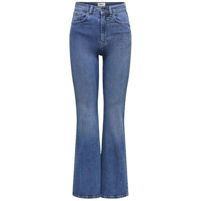 ONLY Onljuicy Hw Flare Rhinestone DNM Azg, Mellanblå denim, 27W / 32L ONLY Onljuicy Hw Flare Rhinestone DNM Azg, Mellanblå denim, 27W / 32L