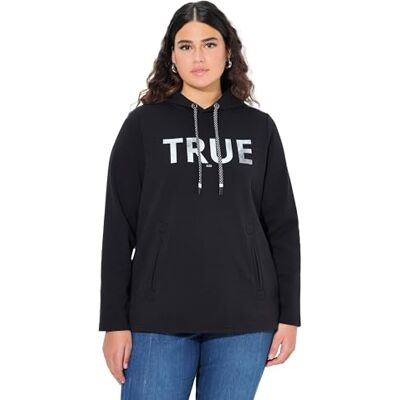 Ulla Popken dam hoodie, sann, huva, sladd, väskor, långärmade tröjor, svart, 54-56 Ulla Popken dam hoodie, sann, huva, sladd, väskor, långärmade tröjor, svart, 54-56