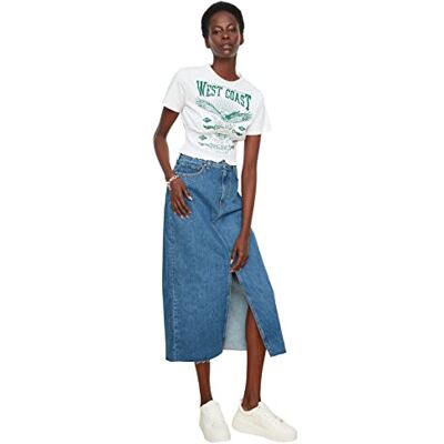 Trendyol Kvinnors vit crop stickad blus, XS Trendyol Kvinnors vit crop stickad blus, XS