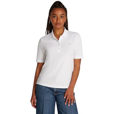 Tommy Hilfiger dam S/S Polo, Vit (optisk vit), XS Tommy Hilfiger dam S/S Polo, Vit (optisk vit), XS