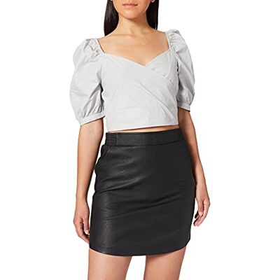 NA-KD puff ärm wrap blus för kvinnor, BLÅ, 40 NA-KD puff ärm wrap blus för kvinnor, BLÅ, 40