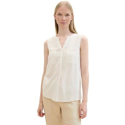 TOM TAILOR damblus, 35459 – Beige vit rand, 42 TOM TAILOR damblus, 35459 – Beige vit rand, 42