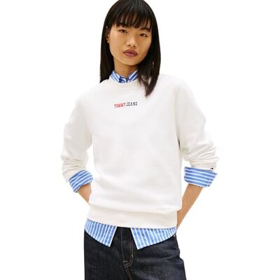 Tommy Jeans Dam Tjw Reg Ess Logo 2 Crew Ext DW0DW22362 pullover sweatshirt, vit (Ecru), 3XL_Plus Tommy Jeans Dam Tjw Reg Ess Logo 2 Crew Ext DW0DW22362 pullover sweatshirt, vit (Ecru), 3XL_Plus
